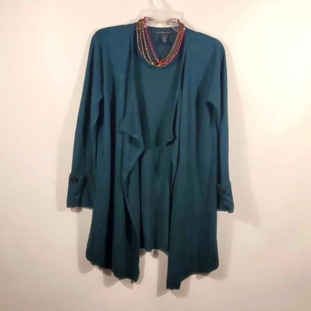 Hunter Green Trendy Open Cardigan Size Large